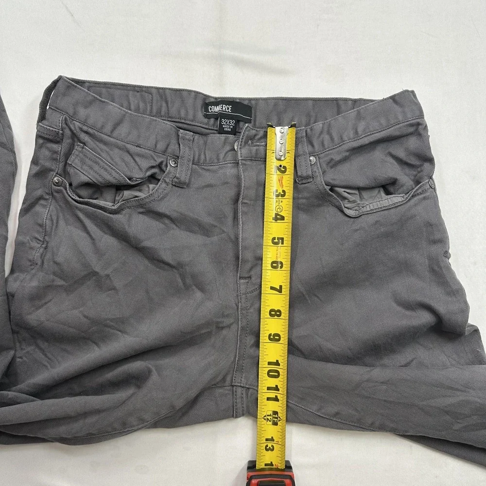 Commerce Men's Gray Straight Leg Chino Pants Jeans Work Casual Sz 32x32 fit32x31